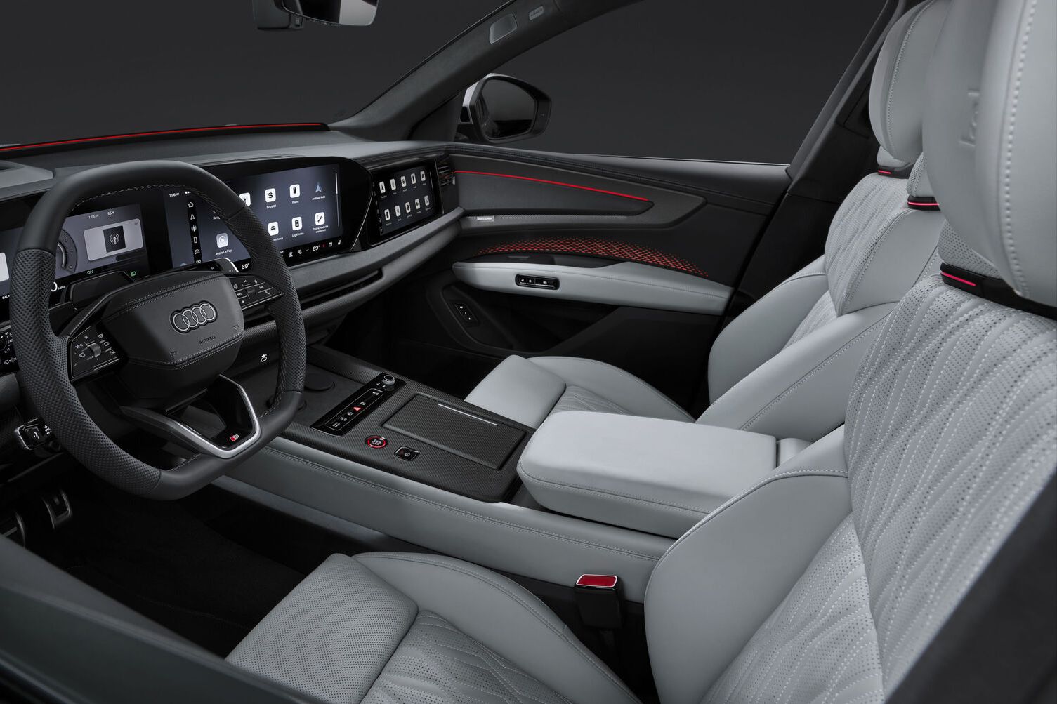 Fotografie de studio, interior, scaune sport față, scena digitală