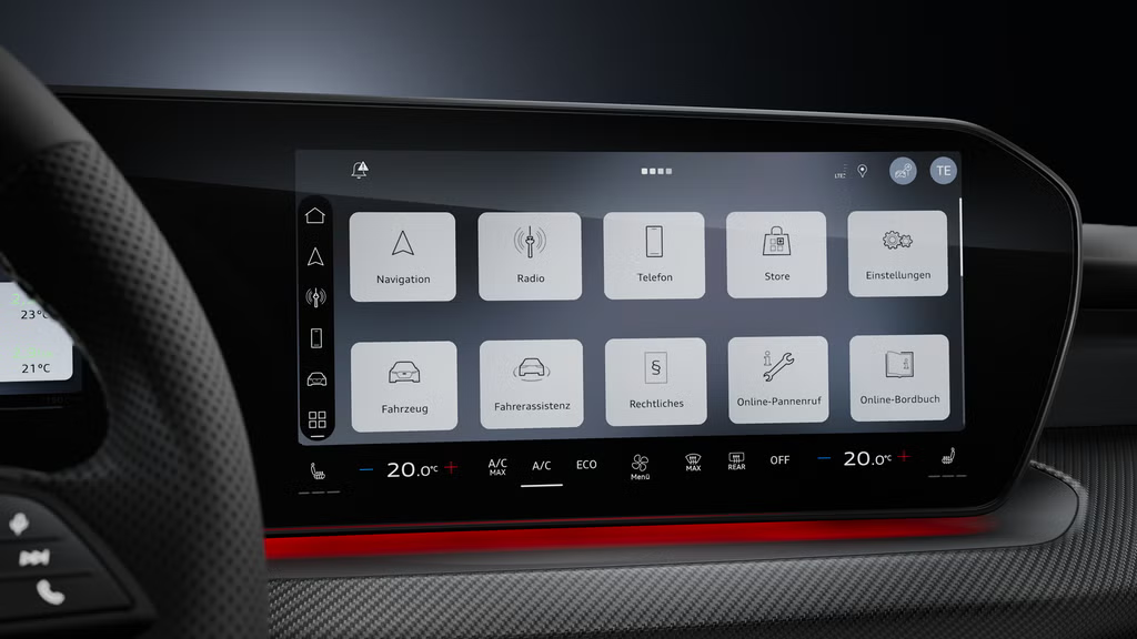 Nahaufnahme des MMI touch displays.