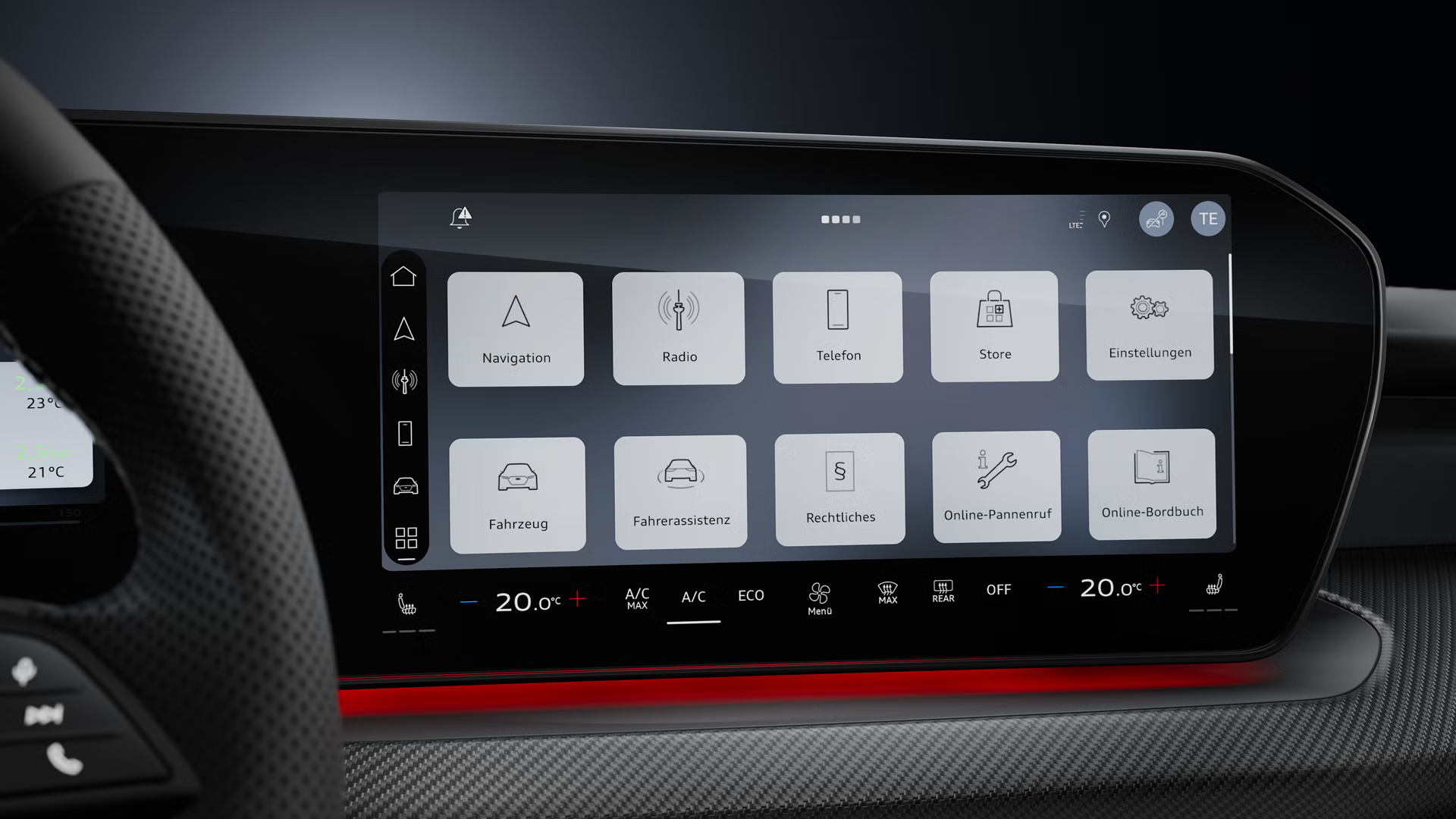 Nahaufnahme des MMI touch displays.