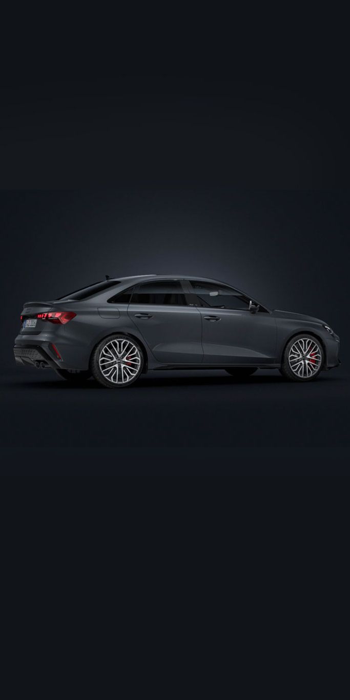 Seitliche Ansicht einer grauen S3 Limousine