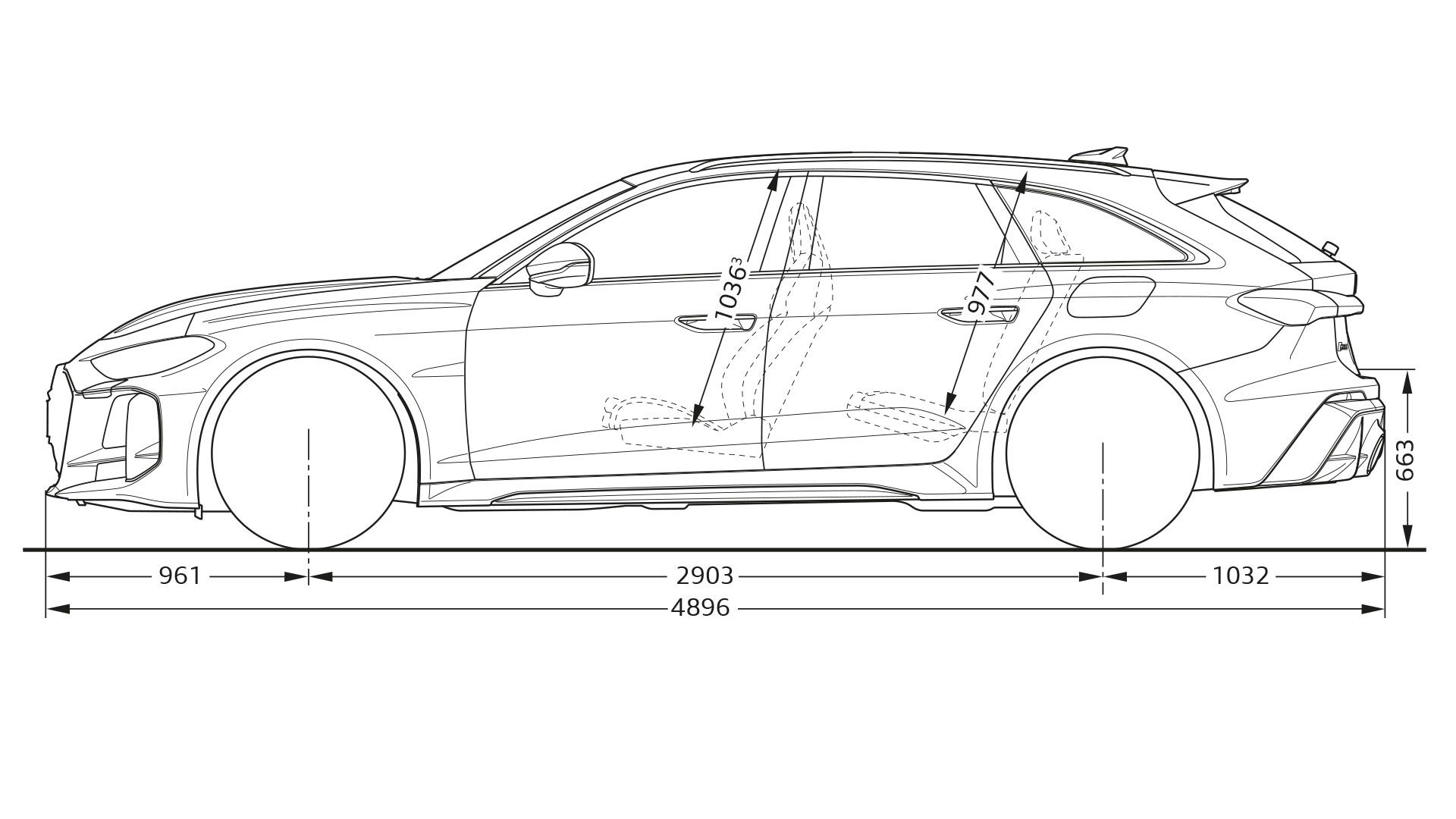 Dimensiunile vederii laterale a Audi RS 5 Avant 